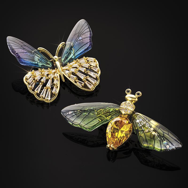 Winged Treasure Brooches (Set of Two)